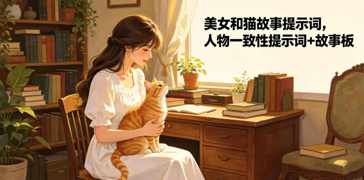 美女和猫故事提示词,人物一致性提示词+故事板网创吧-网创项目资源站-副业项目-创业项目-搞钱项目网创吧