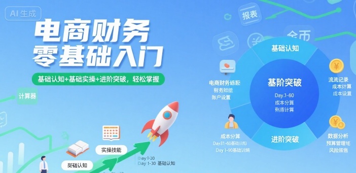电商财务零基础入门,基础认知+基础实操+进阶突破,轻松掌握网创吧-网创项目资源站-副业项目-创业项目-搞钱项目网创吧