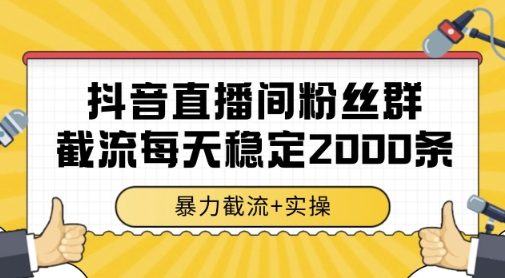抖音直播间粉丝群暴力截流,一台电脑每天稳定2000条数据,暴力截流+实操 【揭秘】网创吧-网创项目资源站-副业项目-创业项目-搞钱项目网创吧