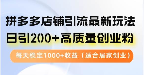 (12893期)拼多多店铺引流最新玩法,日引200+高质量创业粉,每天稳定1000+收益(...网创吧-网创项目资源站-副业项目-创业项目-搞钱项目网创吧