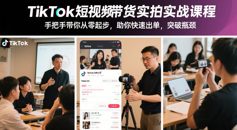 TikTok短视频带货实拍实战课程,手把手带你从零起步,助你快速出单,突破瓶颈网创吧-网创项目资源站-副业项目-创业项目-搞钱项目网创吧