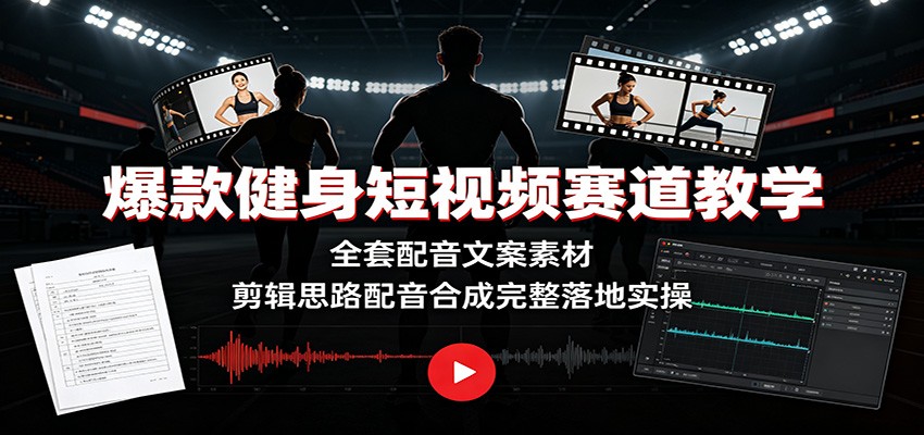 爆款健身短视频赛道教学:全套配音文案素材,剪辑思路配音合成完整落地实操网创吧-网创项目资源站-副业项目-创业项目-搞钱项目网创吧