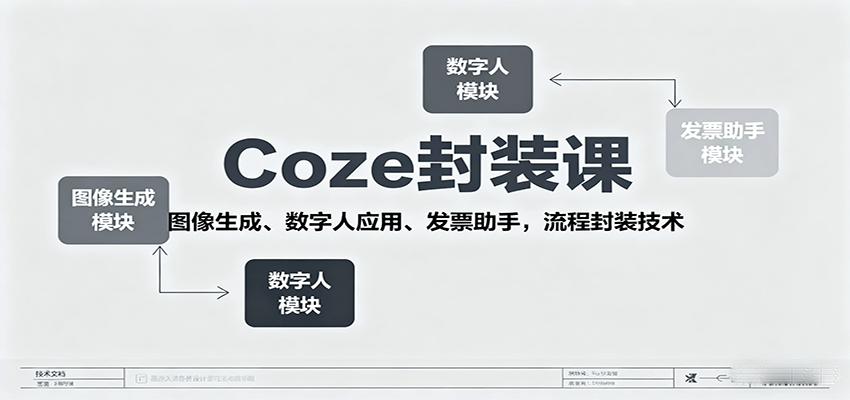 Coze封装课，图像生成、数字人应用、发票助手，流程封装技术网创吧-网创项目资源站-副业项目-创业项目-搞钱项目网创吧