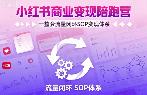 小红书商业变现陪跑营,轻IP矩阵 私域获客 聚光投流,一整套流量闭环SOP变现体系网创吧-网创项目资源站-副业项目-创业项目-搞钱项目网创吧