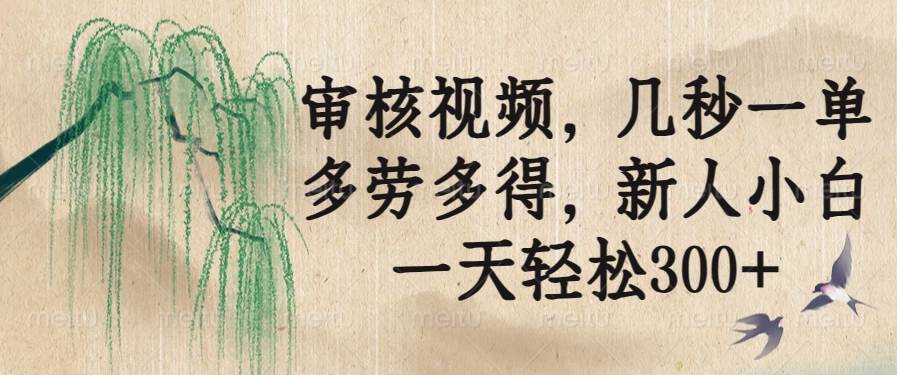 (14202期)审核视频,几秒一单,多劳多得,新人小白一天轻松300+网创吧-网创项目资源站-副业项目-创业项目-搞钱项目网创吧