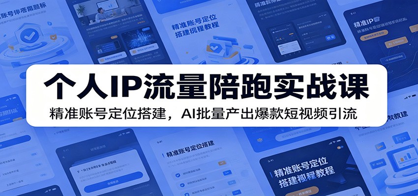 个人IP流量陪跑实战课:精准账号定位搭建,AI批量产出爆款短视频引流网创吧-网创项目资源站-副业项目-创业项目-搞钱项目网创吧