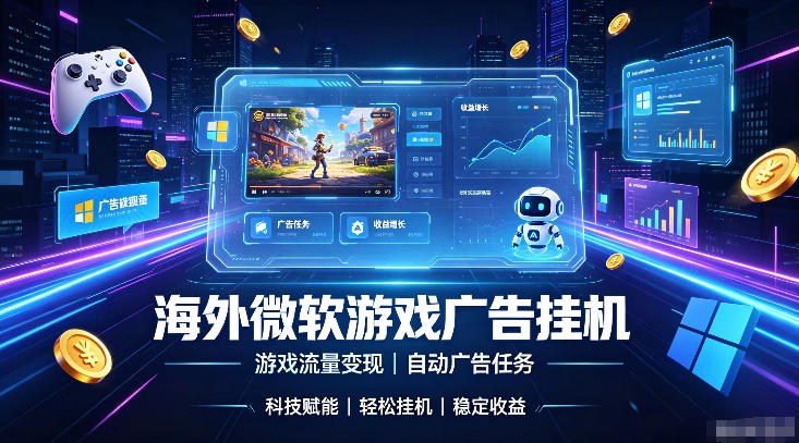 海外游戏广告自动挂G,轻资产海外副业风口,单设备稳定产出500+【揭秘】网创吧-网创项目资源站-副业项目-创业项目-搞钱项目网创吧