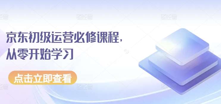 京东初级运营必修课程,从零开始学习网创吧-网创项目资源站-副业项目-创业项目-搞钱项目网创吧