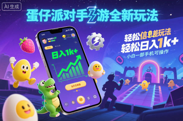 蛋仔派对手游全新玩法,轻松日入1k+,风口信息差玩法,当天见收益,小白一部手机可操作网创吧-网创项目资源站-副业项目-创业项目-搞钱项目网创吧