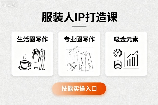 服装人IP打造课，文案创富+生活圈写作+专业圈写作+服装人专属+吸金元素+技能实操网创吧-网创项目资源站-副业项目-创业项目-搞钱项目网创吧