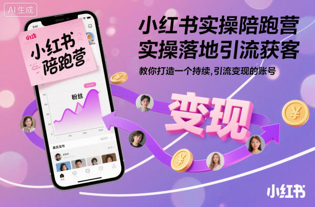 小红书实操陪跑营,实操落地引流获客,教你打造一个持续引流变现的账号网创吧-网创项目资源站-副业项目-创业项目-搞钱项目网创吧