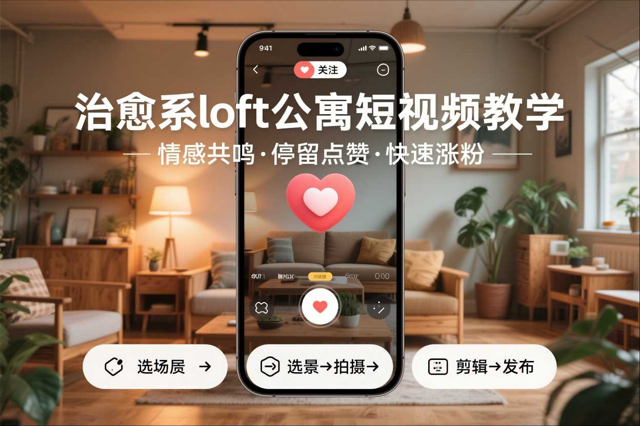 治愈系loft公寓短视频制作教学,情感共鸣引停留点赞关注,快速起号涨粉网创吧-网创项目资源站-副业项目-创业项目-搞钱项目网创吧