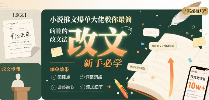 小说推文爆单大佬教你最简单的改文方法实操课,新手必学网创吧-网创项目资源站-副业项目-创业项目-搞钱项目网创吧