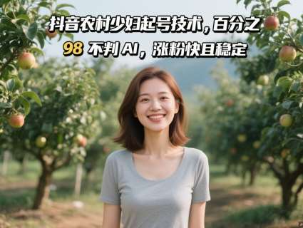 抖音农村少妇起号技术,百分之98不判AI,涨粉快且稳定网创吧-网创项目资源站-副业项目-创业项目-搞钱项目网创吧