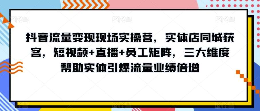 抖音流量变现现场实操营,实体店同城获客,短视频+直播+员工矩阵,三大维度帮助实体引爆流量业绩倍增网创吧-网创项目资源站-副业项目-创业项目-搞钱项目网创吧