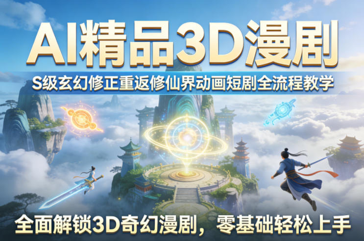 AI精品3D漫剧S级玄幻修正重返修仙界动画短剧全流程教学，全面解锁3D奇幻漫剧，零基础轻松上手网创吧-网创项目资源站-副业项目-创业项目-搞钱项目网创吧