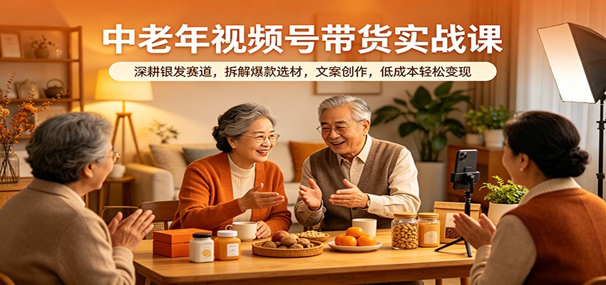 中老年视频号带货实战课:深耕银发赛道,拆解爆款选材,文案创作,低成本轻松变现网创吧-网创项目资源站-副业项目-创业项目-搞钱项目网创吧