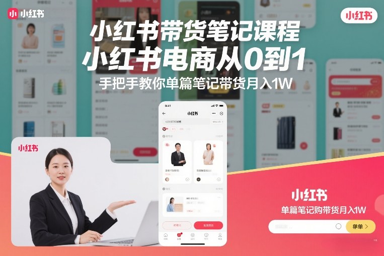 小红书带货笔记课程,小红书电商从0到1,手把手教你单篇笔记带货月入1W网创吧-网创项目资源站-副业项目-创业项目-搞钱项目网创吧