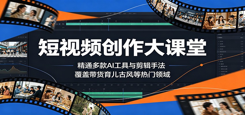 短视频创作大课堂：精通多款AI工具与剪辑手法，覆盖带货、育儿、古风等热门领域网创吧-网创项目资源站-副业项目-创业项目-搞钱项目网创吧