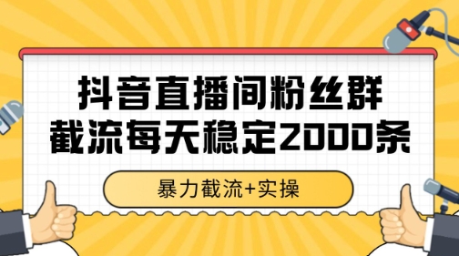 抖音直播间粉丝群暴力截流,一台电脑每天稳定2000条数据【揭秘】网创吧-网创项目资源站-副业项目-创业项目-搞钱项目网创吧