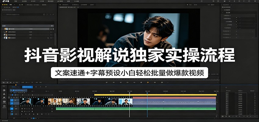 抖音影视解说独家实操流程，文案速通+字幕预设小白轻松批量做爆款视频网创吧-网创项目资源站-副业项目-创业项目-搞钱项目网创吧