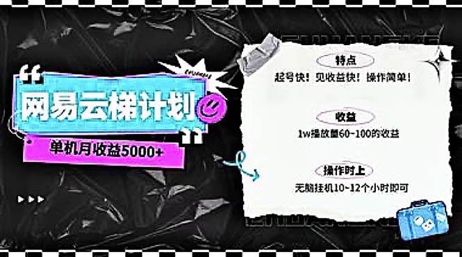 (10389期)2024网易云云梯计划 单机日300+ 无脑月入5000+网创吧-网创项目资源站-副业项目-创业项目-搞钱项目网创吧
