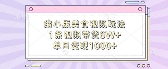 缩小版美食视频玩法,1条视频带货6W+,单日变现1k网创吧-网创项目资源站-副业项目-创业项目-搞钱项目网创吧