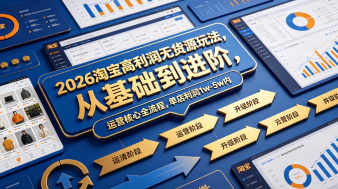 2026淘宝高利润无货源玩法,从基础到进阶,运营核心全流程,单店利润1w-5w内网创吧-网创项目资源站-副业项目-创业项目-搞钱项目网创吧
