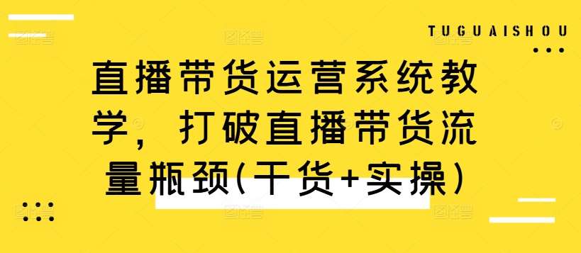 直播带货运营系统教学，打破直播带货流量瓶颈(干货+实操)网创吧-网创项目资源站-副业项目-创业项目-搞钱项目网创吧