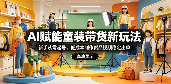 AI赋能童装带货新玩法，新手从零起号，低成本制作货品视频稳定出单网创吧-网创项目资源站-副业项目-创业项目-搞钱项目网创吧