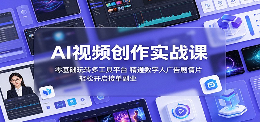 AI视频创作实战课：零基础玩转多工具平台，精通数字人广告、剧情片，轻松开启接单副业网创吧-网创项目资源站-副业项目-创业项目-搞钱项目网创吧