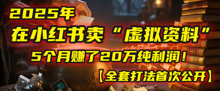 2025年在小红书卖“虚拟资料”，5个月赚了20万纯利润！【全套打法首次公开】网创吧-网创项目资源站-副业项目-创业项目-搞钱项目网创吧