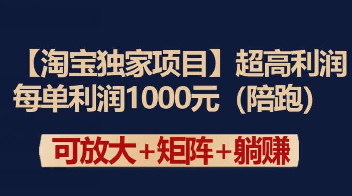 【淘宝独家项目】超高利润:每单利润1000元【揭秘】网创吧-网创项目资源站-副业项目-创业项目-搞钱项目网创吧