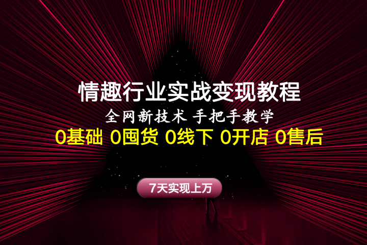 情趣行业实战变现教程,全网新技术,手把手教学,7天实现上万网创吧-网创项目资源站-副业项目-创业项目-搞钱项目网创吧