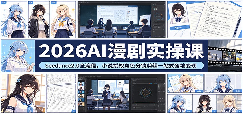 2026AI漫剧实操课：Seedance2.0全流程，小说授权角色分镜剪辑一站式落地变现网创吧-网创项目资源站-副业项目-创业项目-搞钱项目网创吧