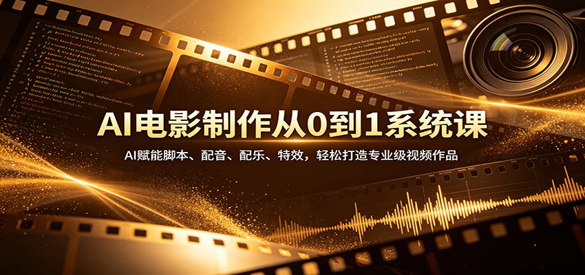 AI电影制作从0到1系统课:AI赋能脚本、配音、配乐、特效,轻松打造专业级视频作品网创吧-网创项目资源站-副业项目-创业项目-搞钱项目网创吧