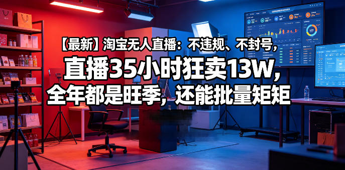 【最新】淘宝无人直播:不违规、不封号,直播35小时狂卖13W,全年都是旺季,还能批量矩阵操作【揭秘】网创吧-网创项目资源站-副业项目-创业项目-搞钱项目网创吧