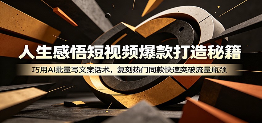 人生感悟短视频爆款打造秘籍：巧用A 批量写文案话术，复刻热门同款快速突破流量瓶颈网创吧-网创项目资源站-副业项目-创业项目-搞钱项目网创吧