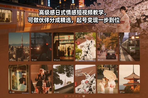 高级感日式情感短视频教学,可做伙伴分成精选,起号变现一步到位网创吧-网创项目资源站-副业项目-创业项目-搞钱项目网创吧