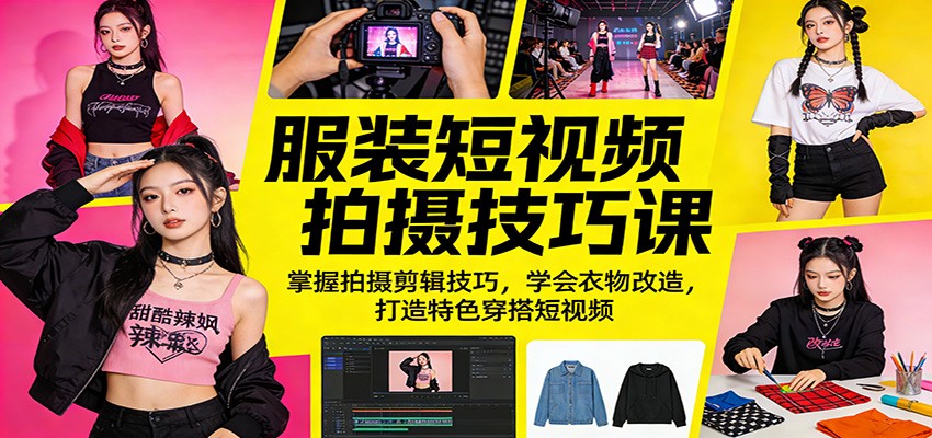 服装短视频拍摄技巧课：掌握拍摄剪辑技巧，学会衣物改造，打造特色穿搭短视频网创吧-网创项目资源站-副业项目-创业项目-搞钱项目网创吧