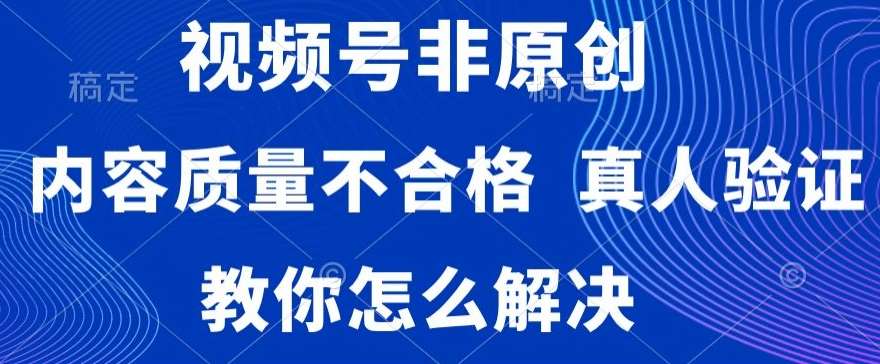 视频号非原创,内容质量不合格,真人验证,违规怎么解决【揭秘】网创吧-网创项目资源站-副业项目-创业项目-搞钱项目网创吧