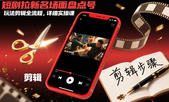 短剧拉新名场面盘点号玩法剪辑全流程，详细实操课网创吧-网创项目资源站-副业项目-创业项目-搞钱项目网创吧