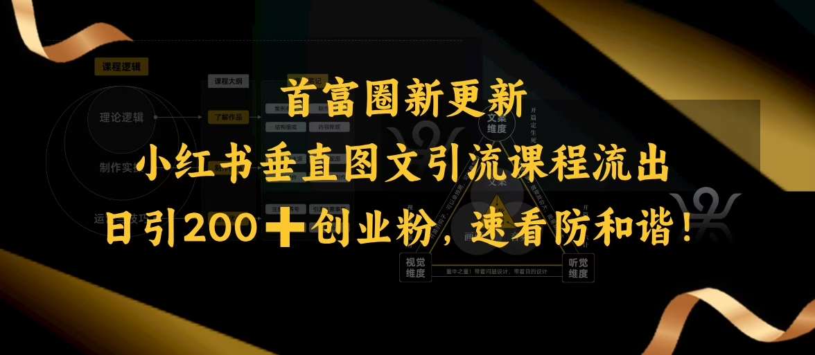 小红书垂直图文引流课程流出,日引200+创业粉,速看防和谐网创吧-网创项目资源站-副业项目-创业项目-搞钱项目网创吧