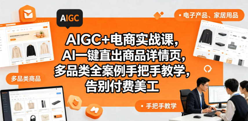 AIGC+电商实战课，AI一键直出商品详情页，多品类全案例手把手教学，告别付费美工（更新0704）网创吧-网创项目资源站-副业项目-创业项目-搞钱项目网创吧