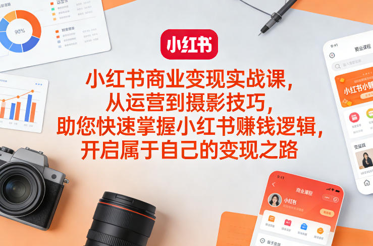 小红书商业变现实战课,从运营到摄影技巧,助您快速掌握小红书賺钱逻辑,开启属于自己的变现之路网创吧-网创项目资源站-副业项目-创业项目-搞钱项目网创吧