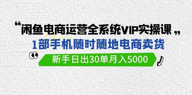 (9547期)闲鱼电商运营全系统VIP实战课,1部手机随时随地卖货,新手日出30单月入5000网创吧-网创项目资源站-副业项目-创业项目-搞钱项目网创吧