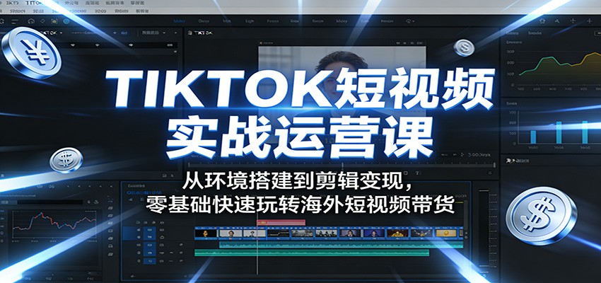 TIKTOK短视频实战运营课：从环境搭建到剪辑变现，零基础快速玩转海外短视频带货网创吧-网创项目资源站-副业项目-创业项目-搞钱项目网创吧