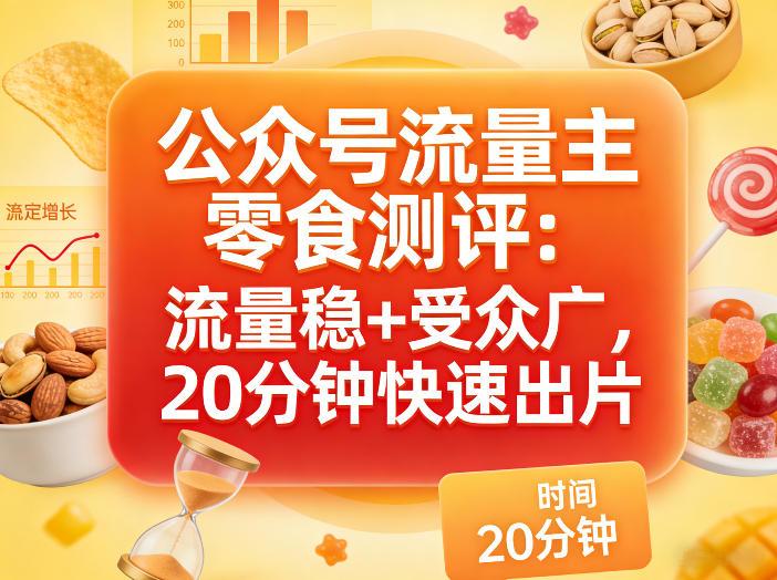 公众号流量主之零食测评赛道,流量稳+受众广,20分钟一条作品网创吧-网创项目资源站-副业项目-创业项目-搞钱项目网创吧