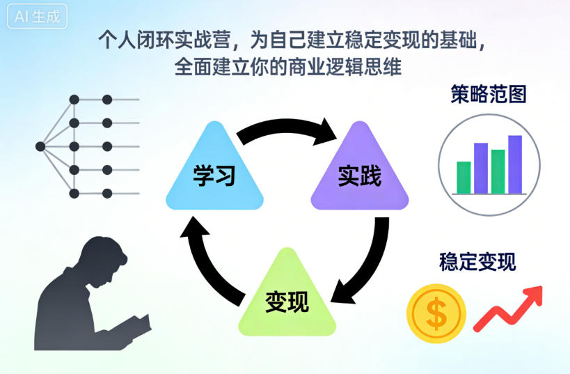 个人闭环实战营,为自己建立稳定变现的基础,全面建立你的商业逻辑思维网创吧-网创项目资源站-副业项目-创业项目-搞钱项目网创吧