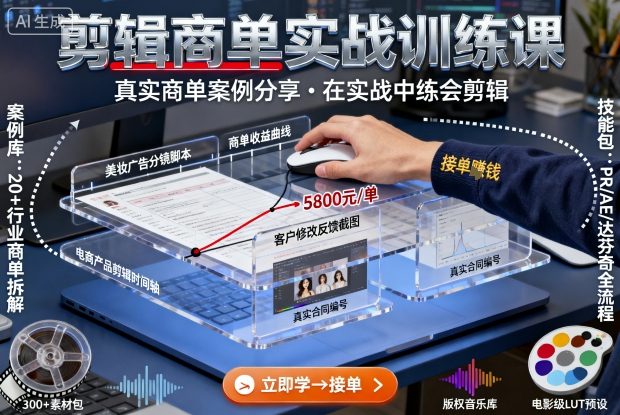 剪辑商单实战训练课,真实商单案例分享,在实战中练会剪辑网创吧-网创项目资源站-副业项目-创业项目-搞钱项目网创吧